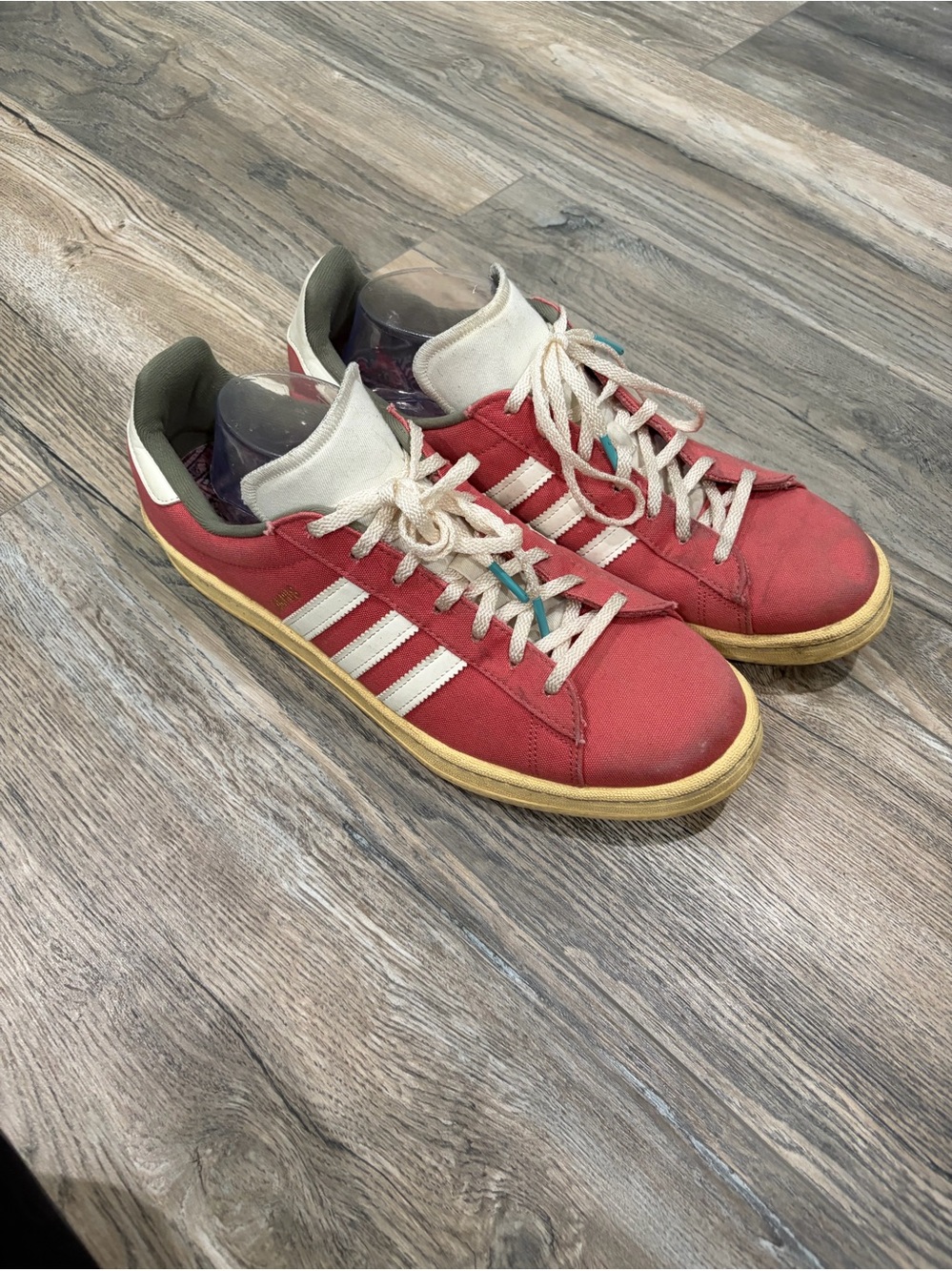 adidas Red Low-Top Sneakers with White Stripes